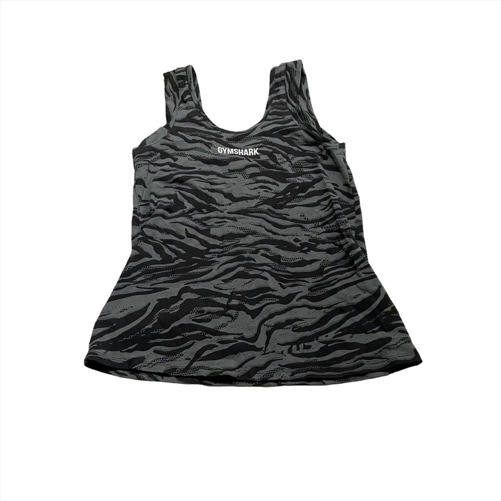 Gymshark Black Grey Stretch Athleisure Athletic Workout Fitted Tank Top Small